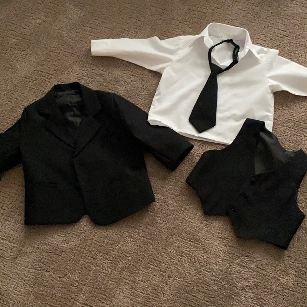Toddler size 2, 5 piece black suit